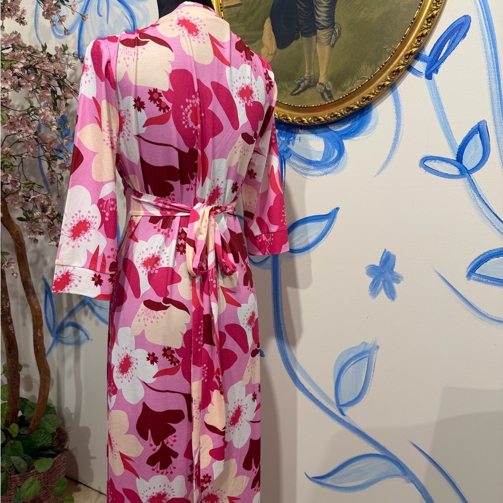 Diane Von Furstenberg Pink Floral Wrap Maxi Dress - Picture 3 of 5